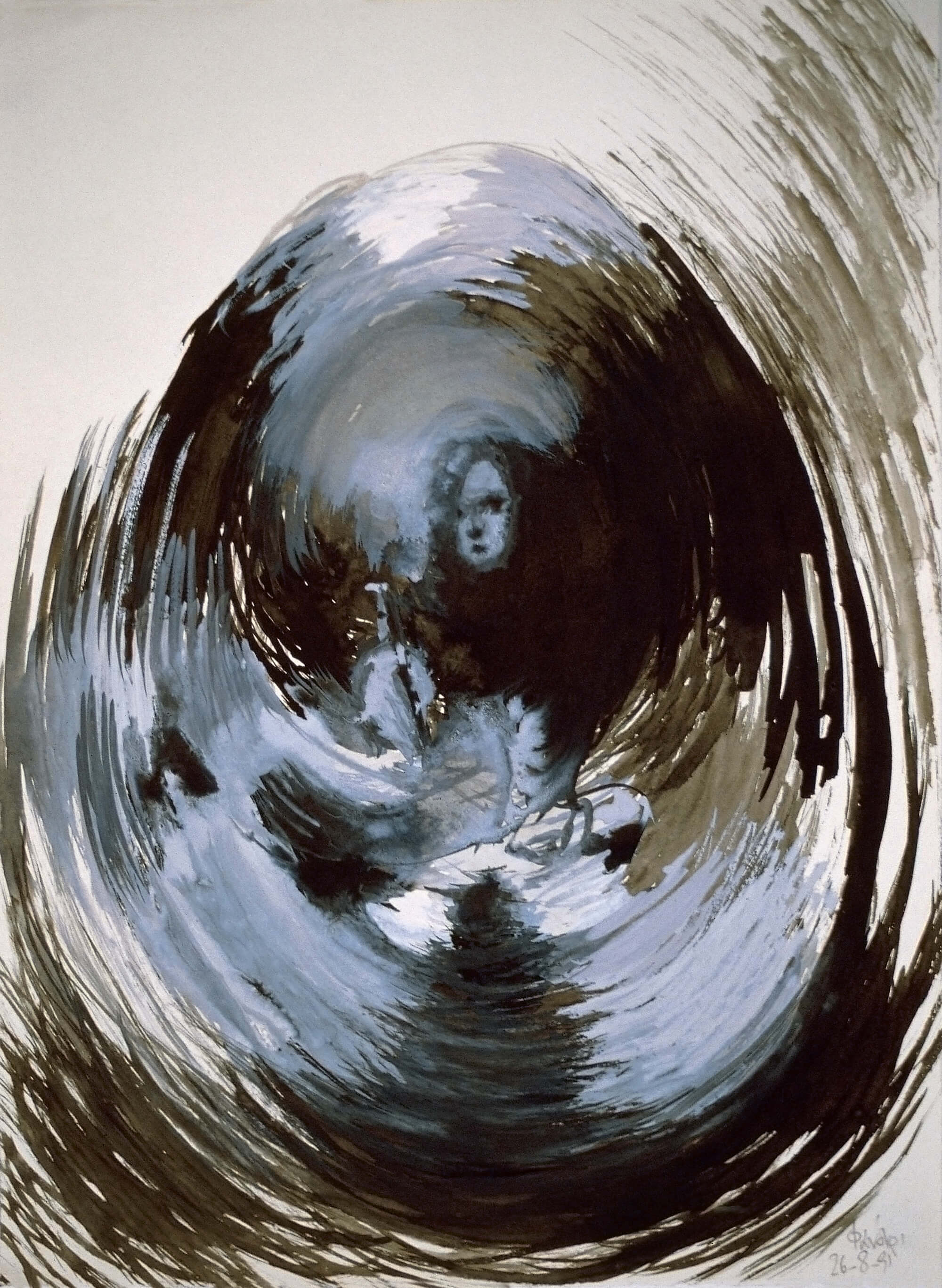 10. Emilia Tsekoura, Selfportrait No 12, 1991, Ink And Tempera On Paper, 25cm X 35cm Col. Ralli Farmakidis