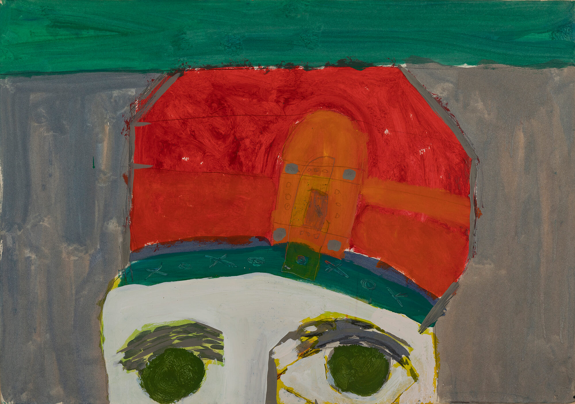 13.emilia Tsekoura, Byzantine Hat, 1982, Acrylic On Paper, 100cm X 70cm