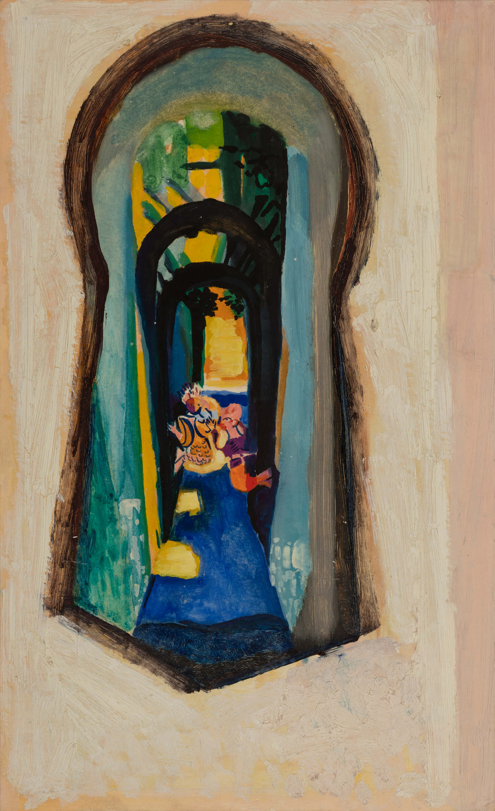 17.emilia Tsekoura Key Hole Arguing October 1984 Oil On Paper 21,5cm X 35,5cm