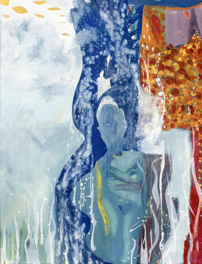 2.Emilia Tsekoura, And You Are Diving, 1985, mixed media, 137 x 179 cm Καταδύεσαι - Col. D. Gallis