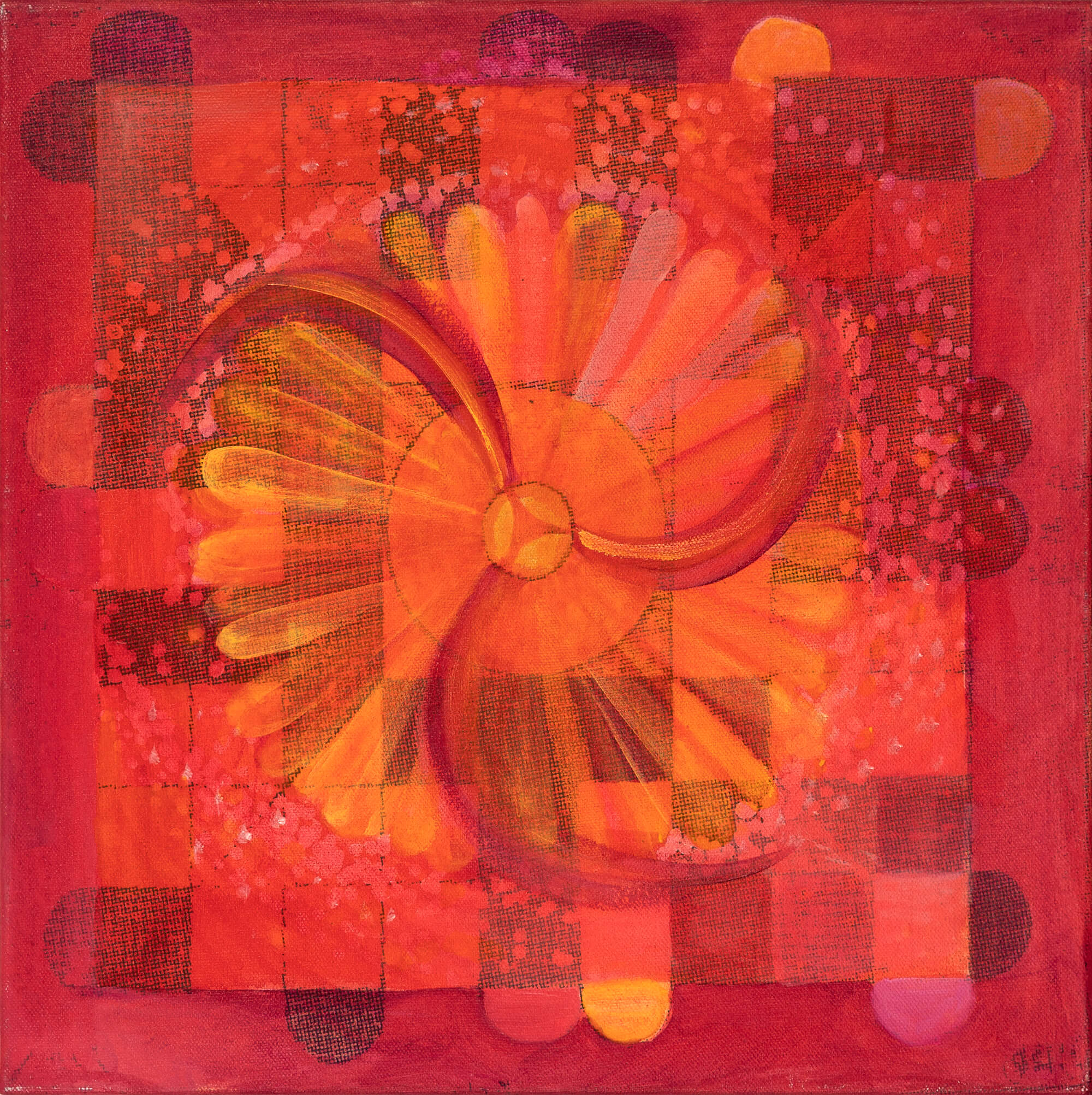 5. Emilia Tsekoura Red Triskelion 2009 45x45 Cm Acrylic And Oil On Canvas.
