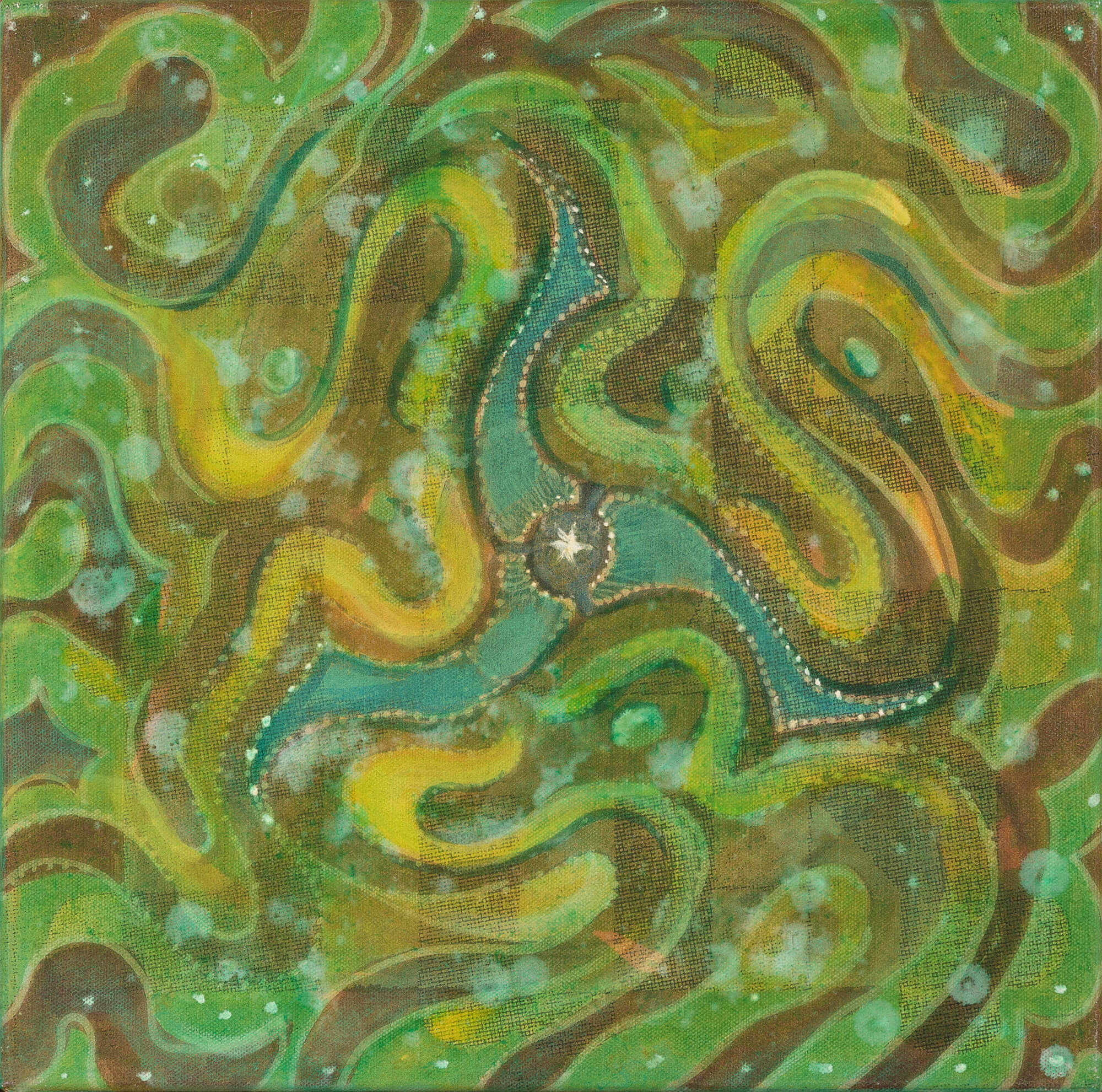 7. Emilia Tsekoura Green Triskelion 2009 45x45 Cm Acrylic And Oil On Canvas 1
