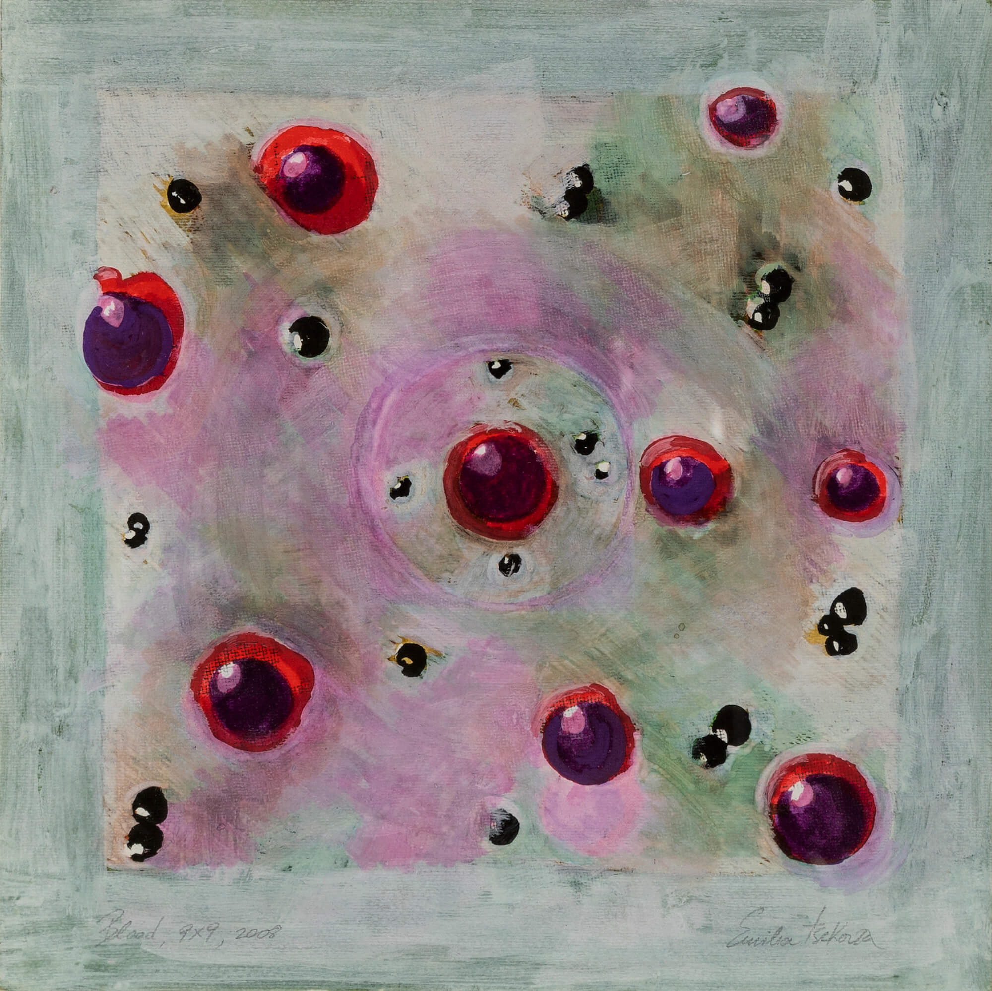 Blood, 2008, 30x30 Cm, Ecoline And Tempera On Paper