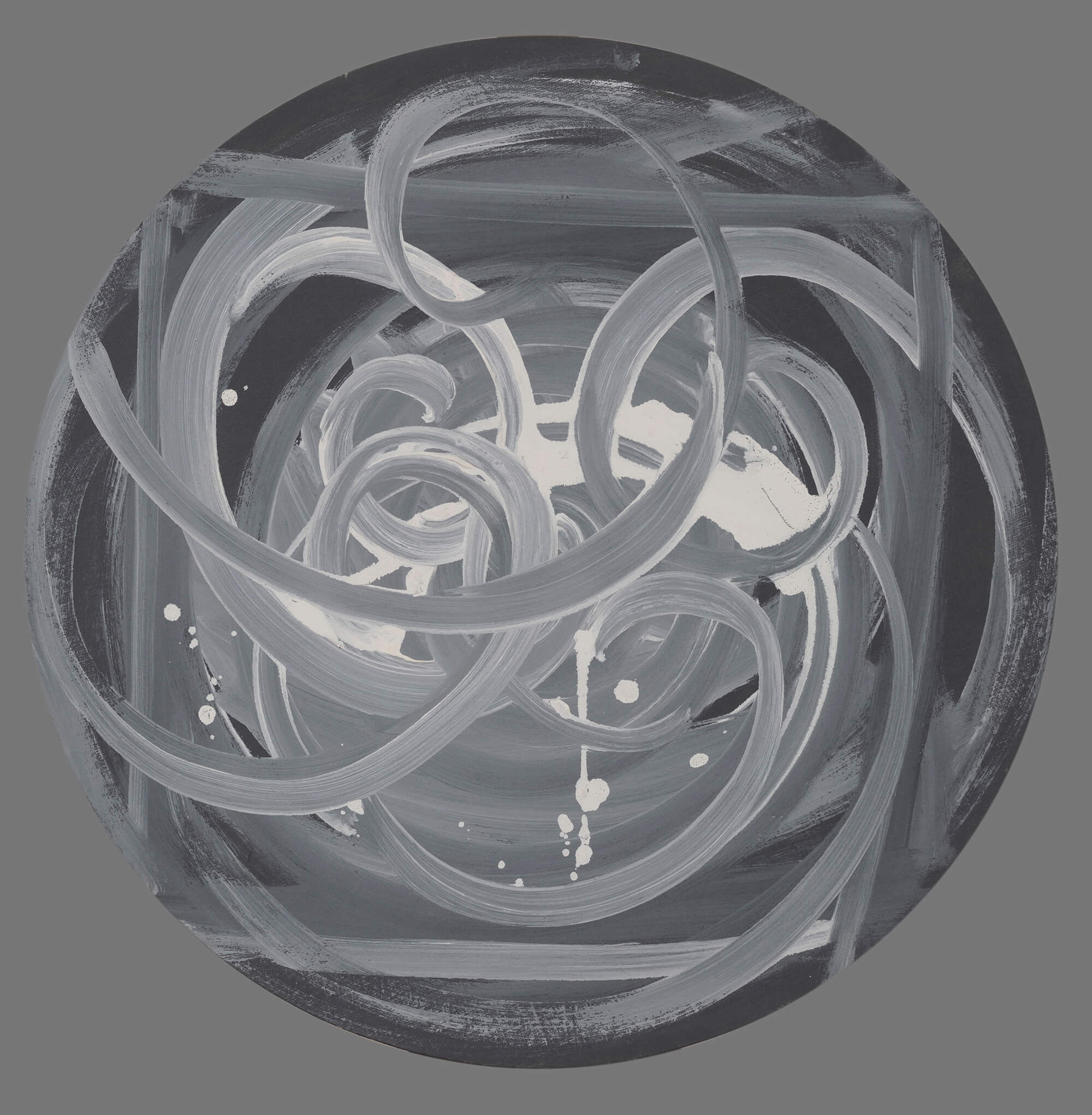 Emilia Tsekoura Cosmic Spiraling Acrylic On Canvas 60cm 2014 Diameter