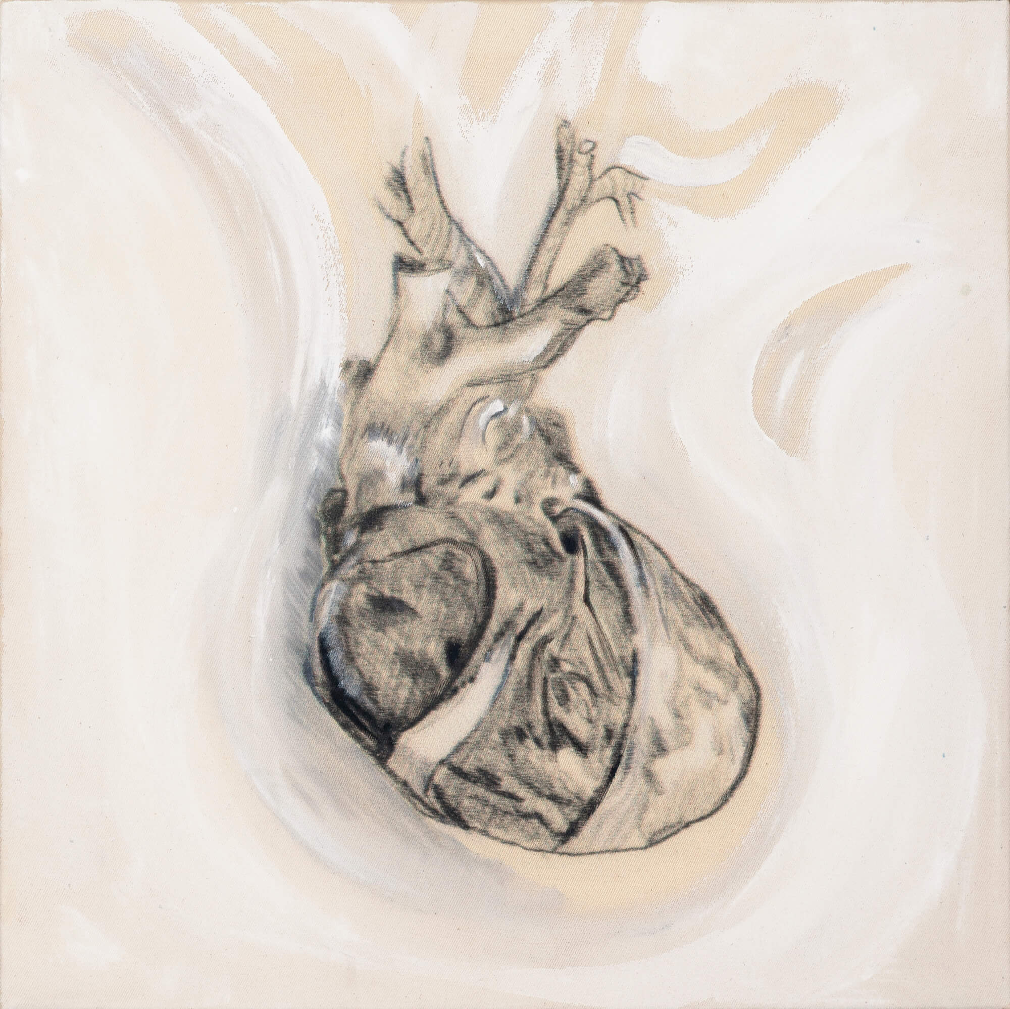 Emilia Tsekoura, Heart Rock Collection Marneri Gallery Heart No14 Acrylic Paint On Burlap 1:1, 2008, 45x45cm