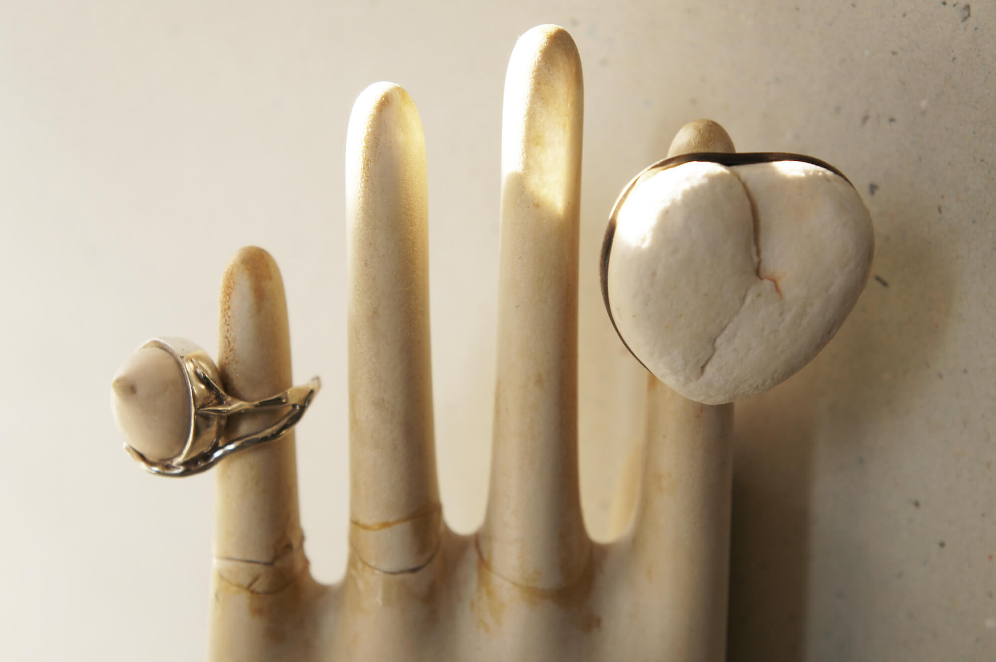 Emilia Tsekoura Heart Rock Collection Marneri Gallery Two Silver Rings With Heart Rock 2008