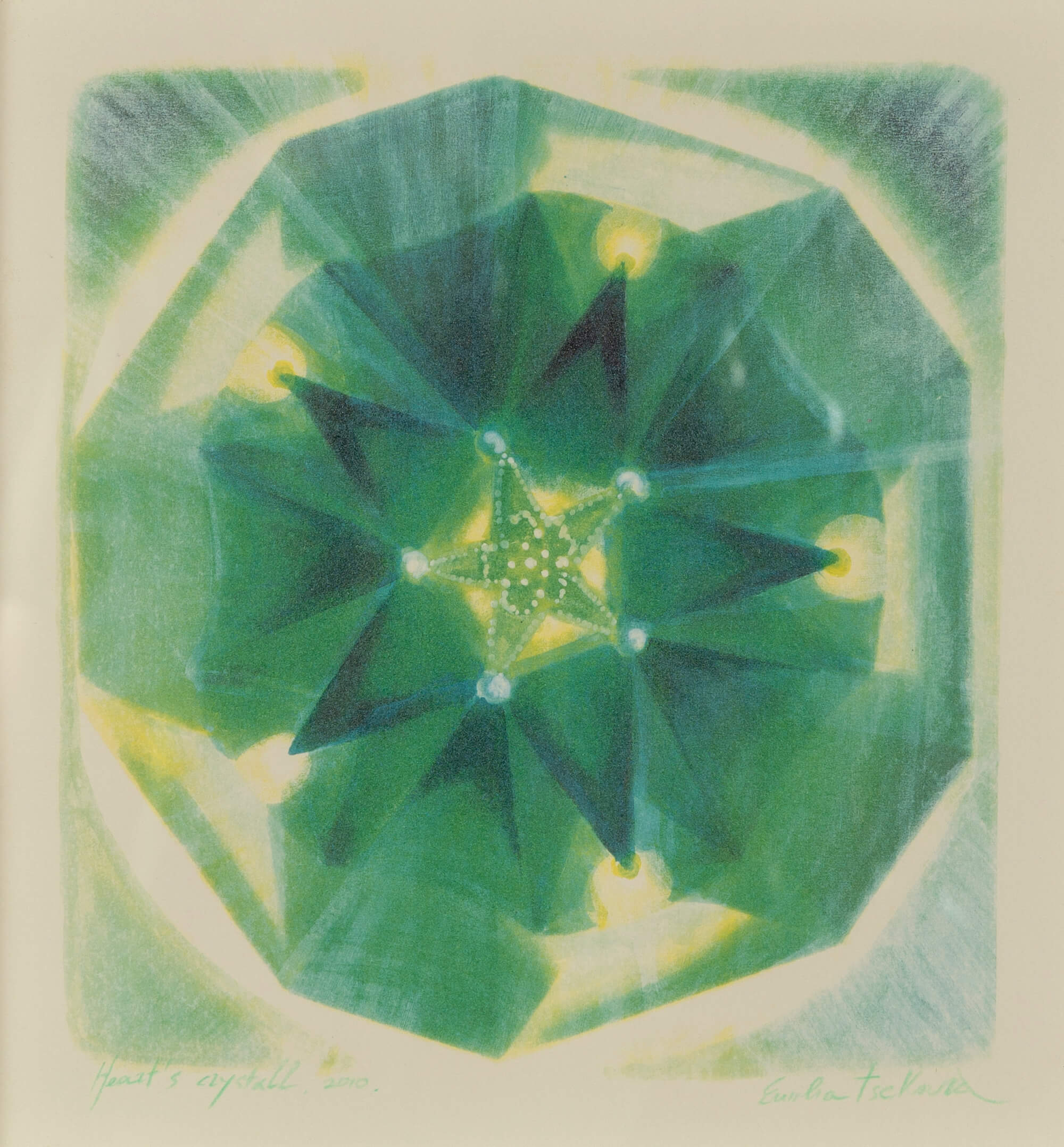 Heart's Crystal, (9x9), 2010, 30x30 Cm, Print, Markers And Posca On Paper