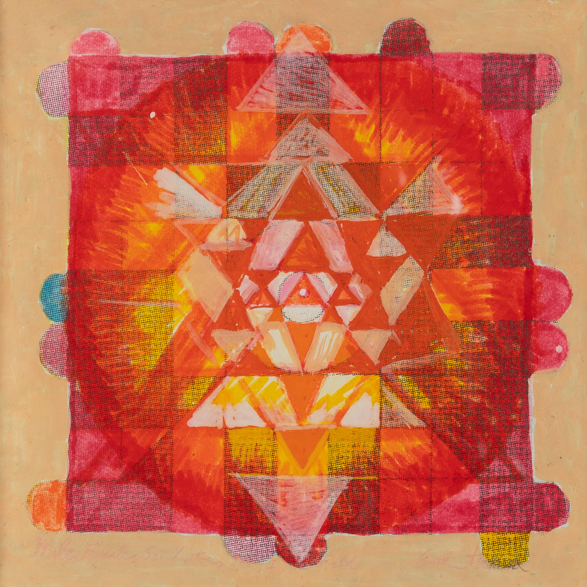 Male, Female, Sri Yantra I, Field (9x9), 2009, 30x30 Cm, Print, Markers And Posca On Paper